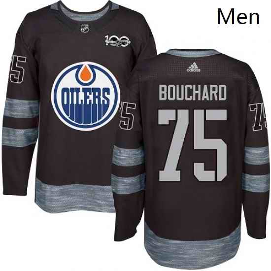 Mens Adidas Edmonton Oilers 75 Evan Bouchard Authentic Black 1917 2017 100th Anniversary NHL Jersey